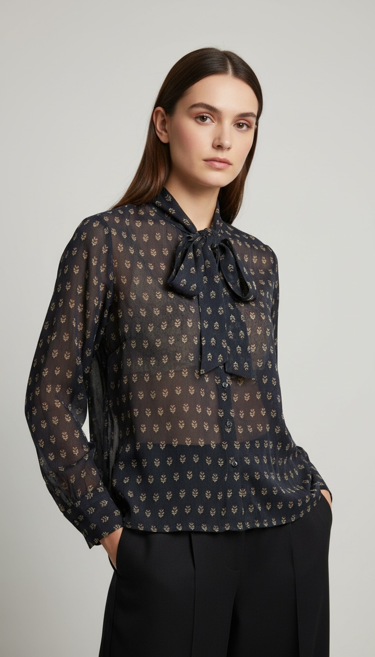 Navy Sprig Tie Top