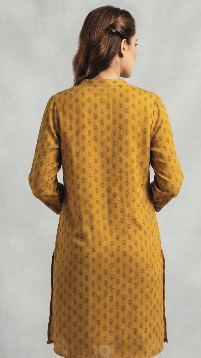 Ochre Floret Crush Kurti