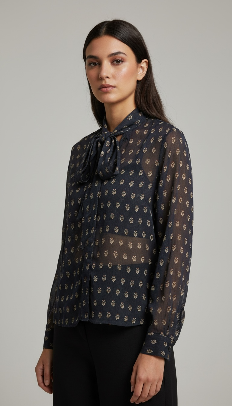 Navy Sprig Tie Top