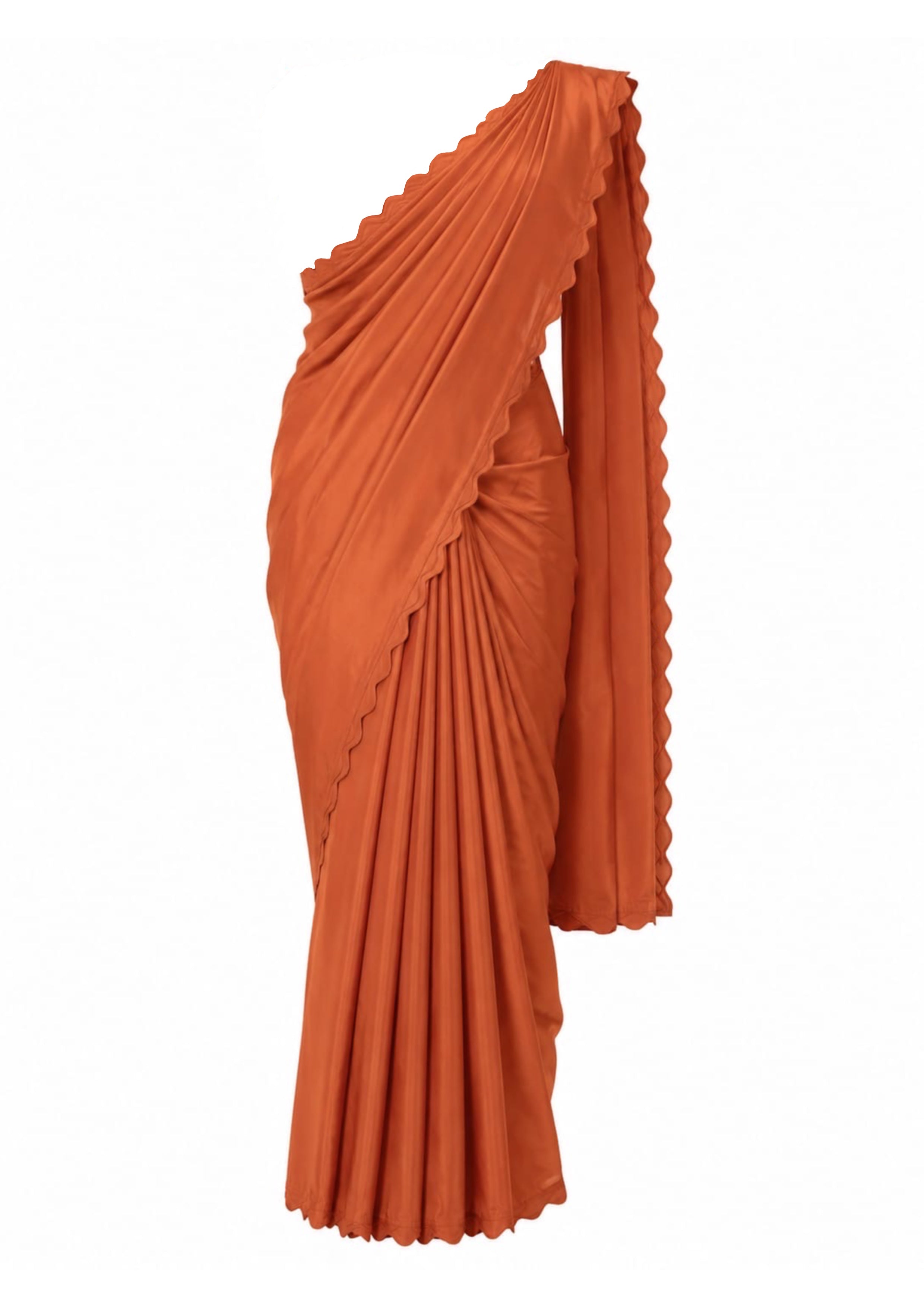 Burt Orange Festonne Saree