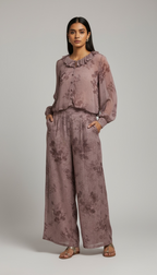Mauve Flora Ruffle Shirt