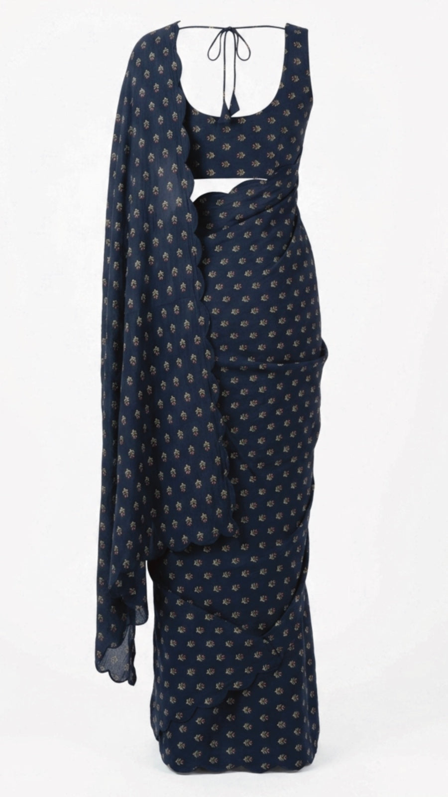 Navy Sprig Festonne Saree