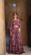 Crazy Pink Asymmetrical Wrap Top & Gathered Skirt