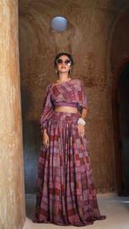 Crazy Pink Asymmetrical Wrap Top & Gathered Skirt