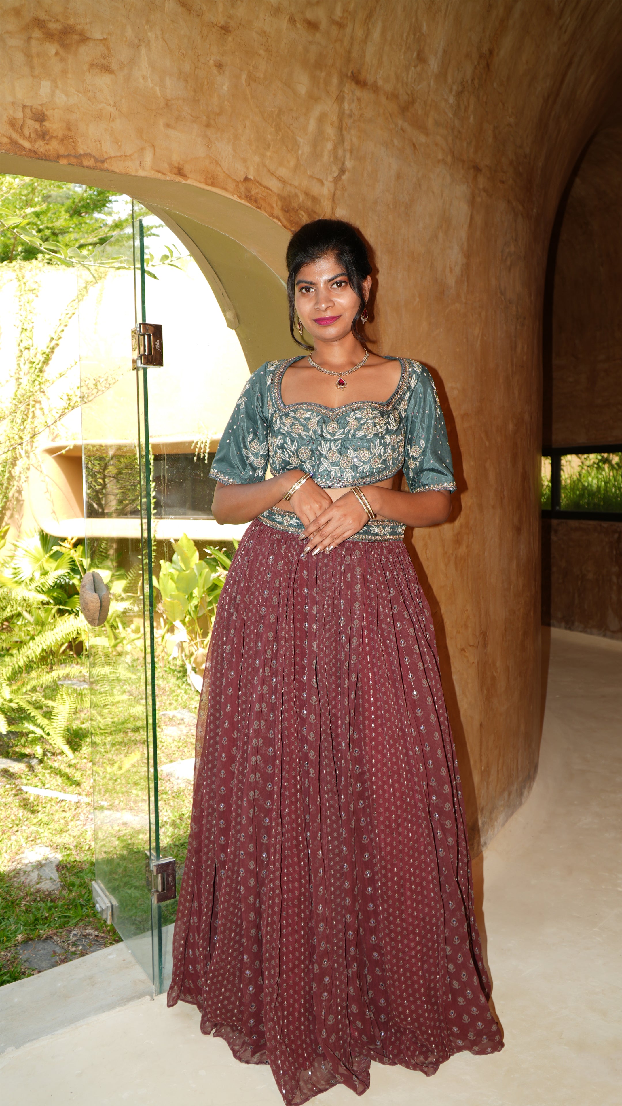 GARNET LEHENGA SET