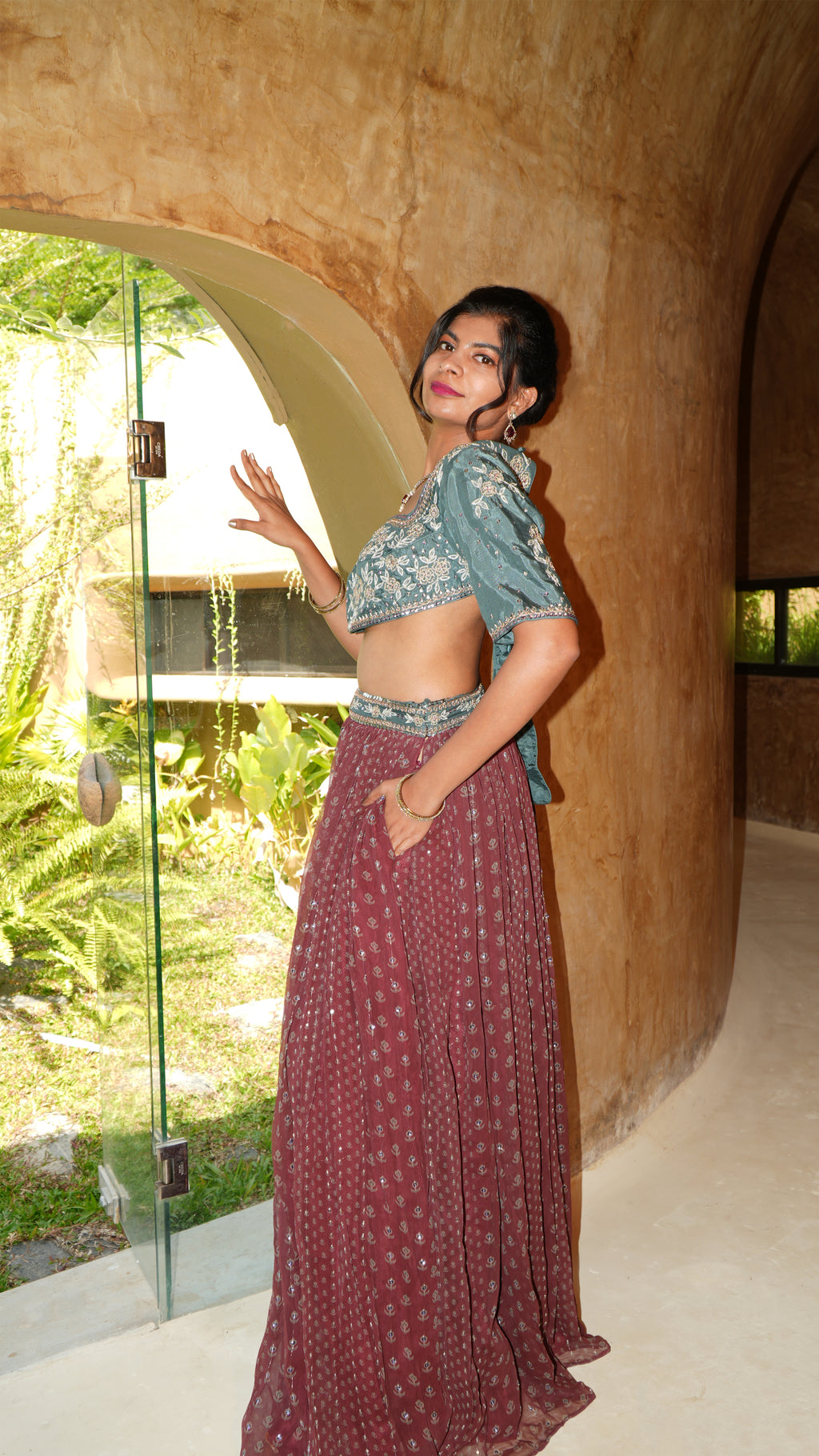 GARNET LEHENGA SET