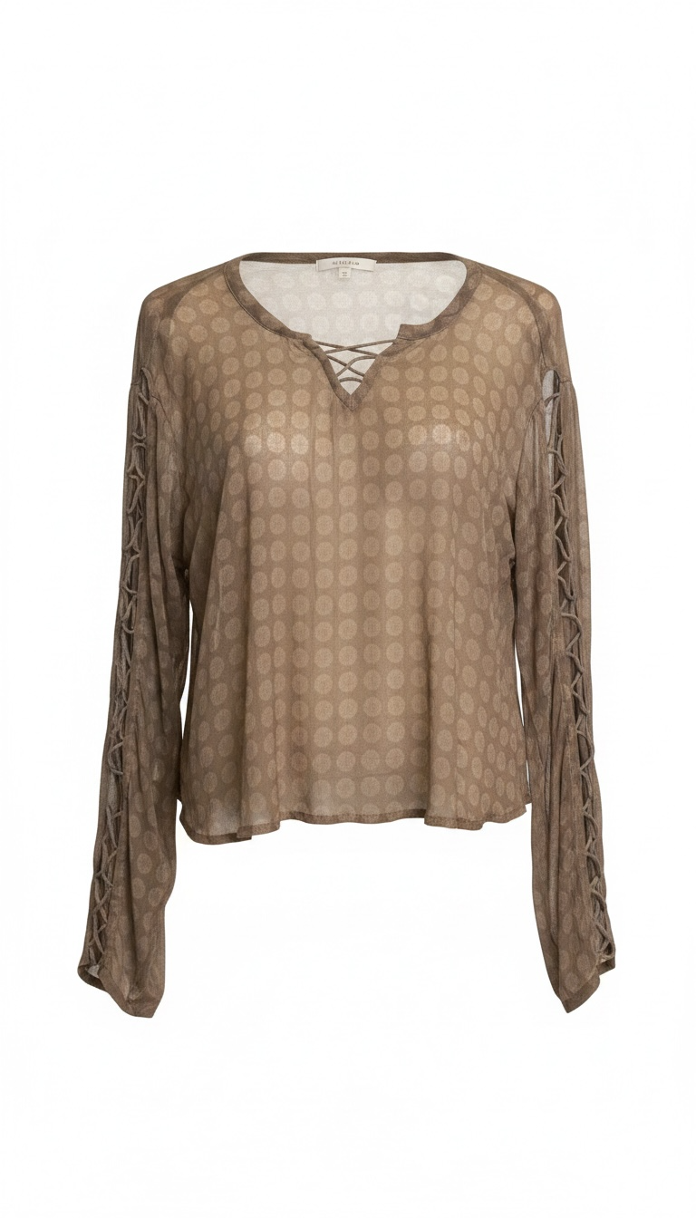 Olive Rosette Top With Aura Design