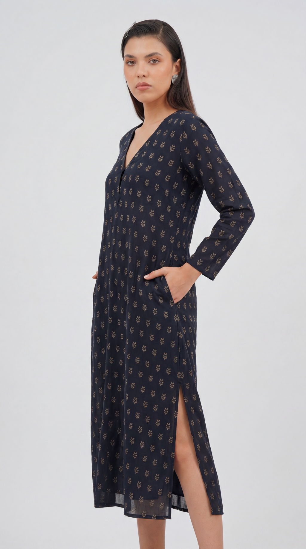Navy Sprig Kurti