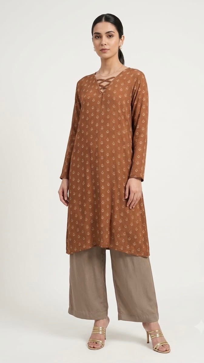 Rust Fern Kurti