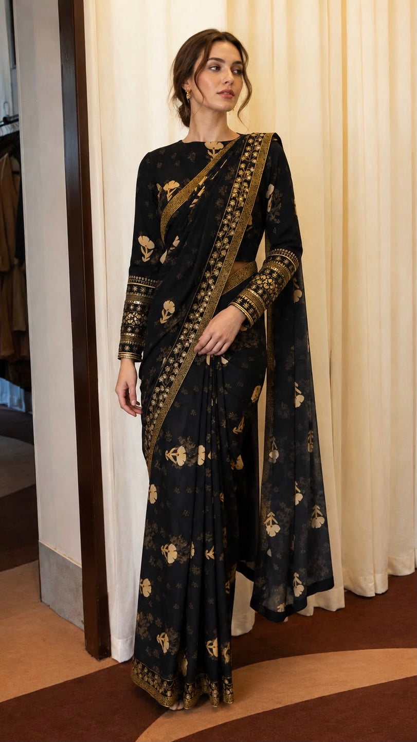 Black Goddess Saree