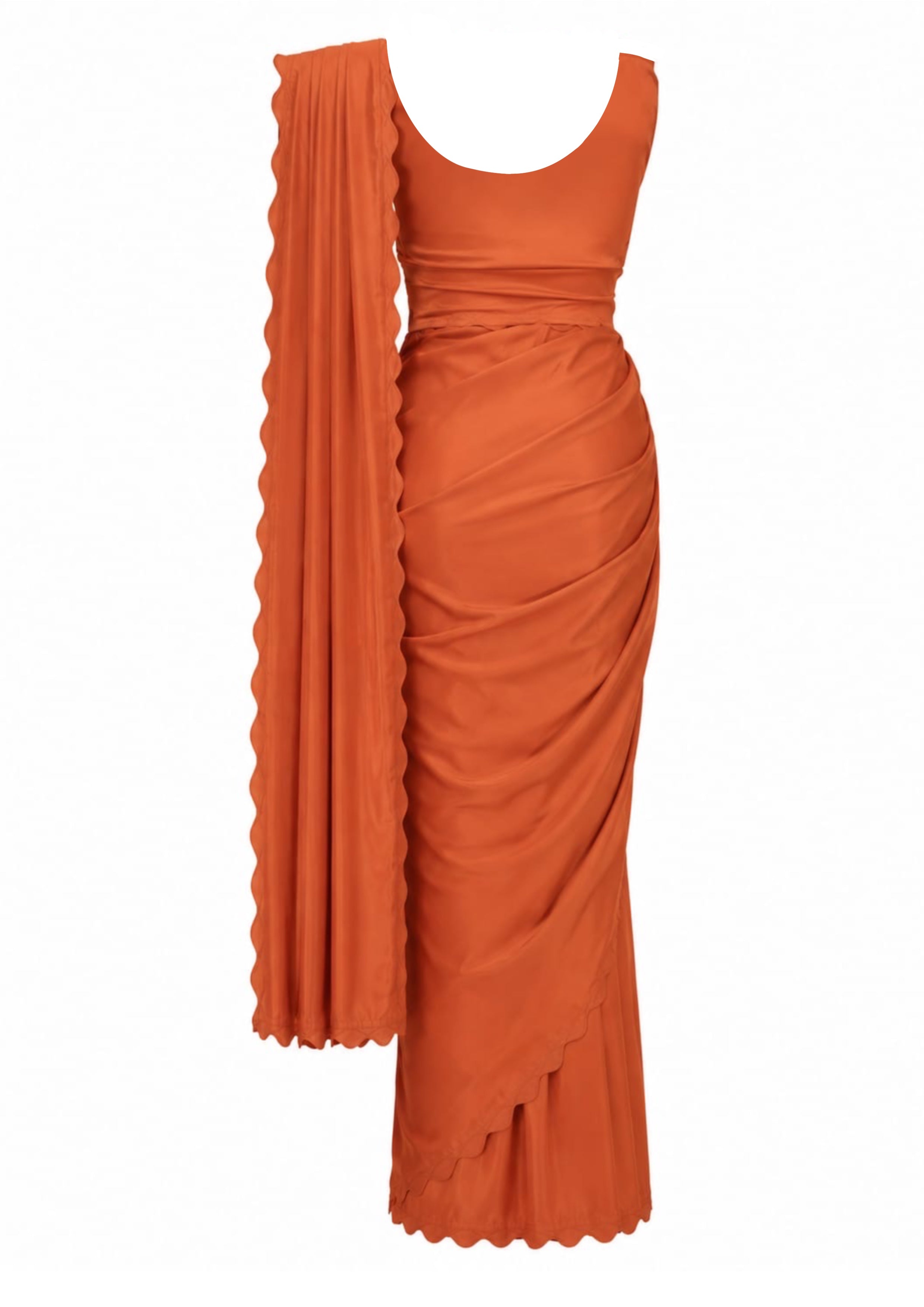 Burt Orange Festonne Saree