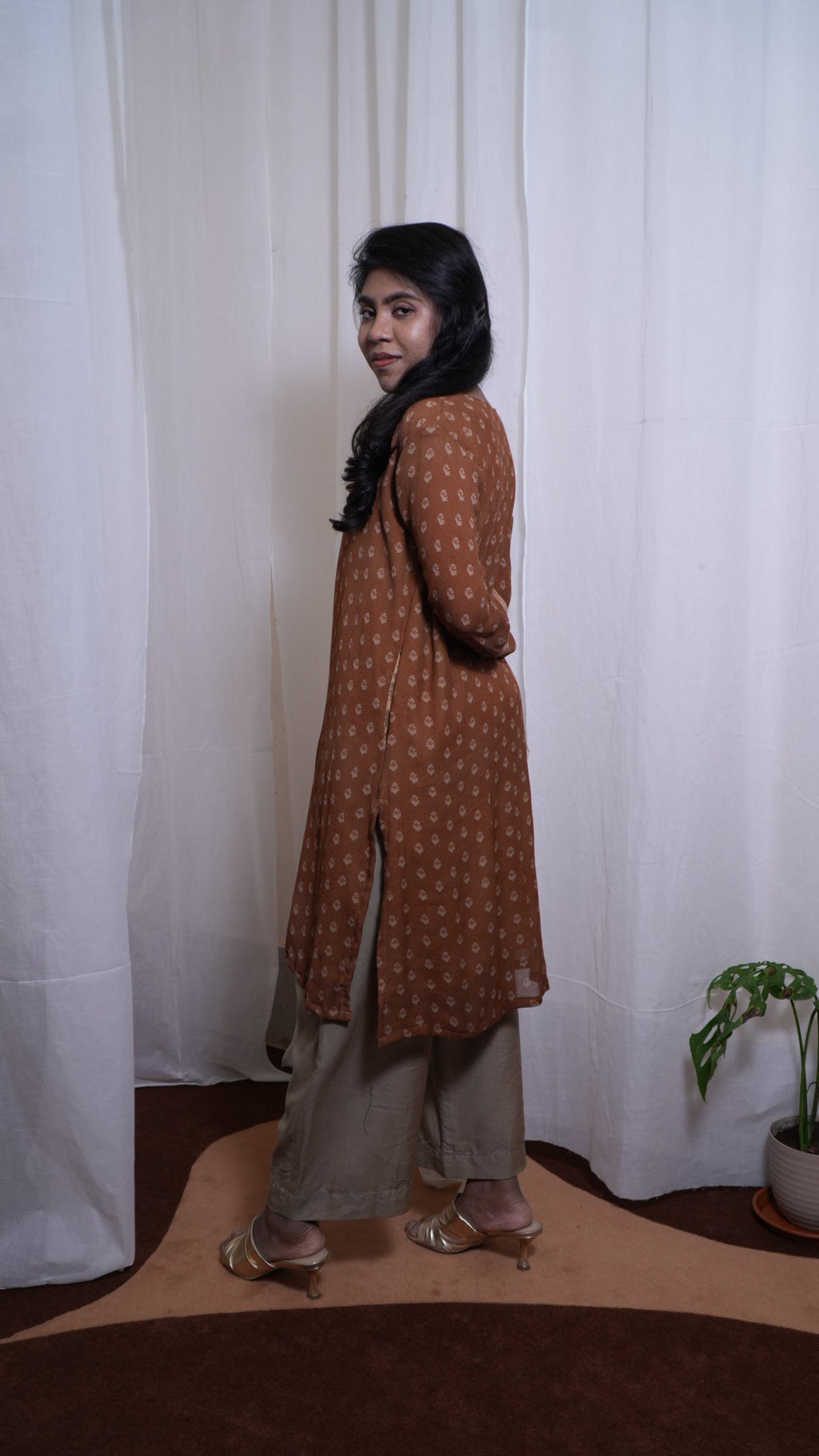 Rust Fern Kurti