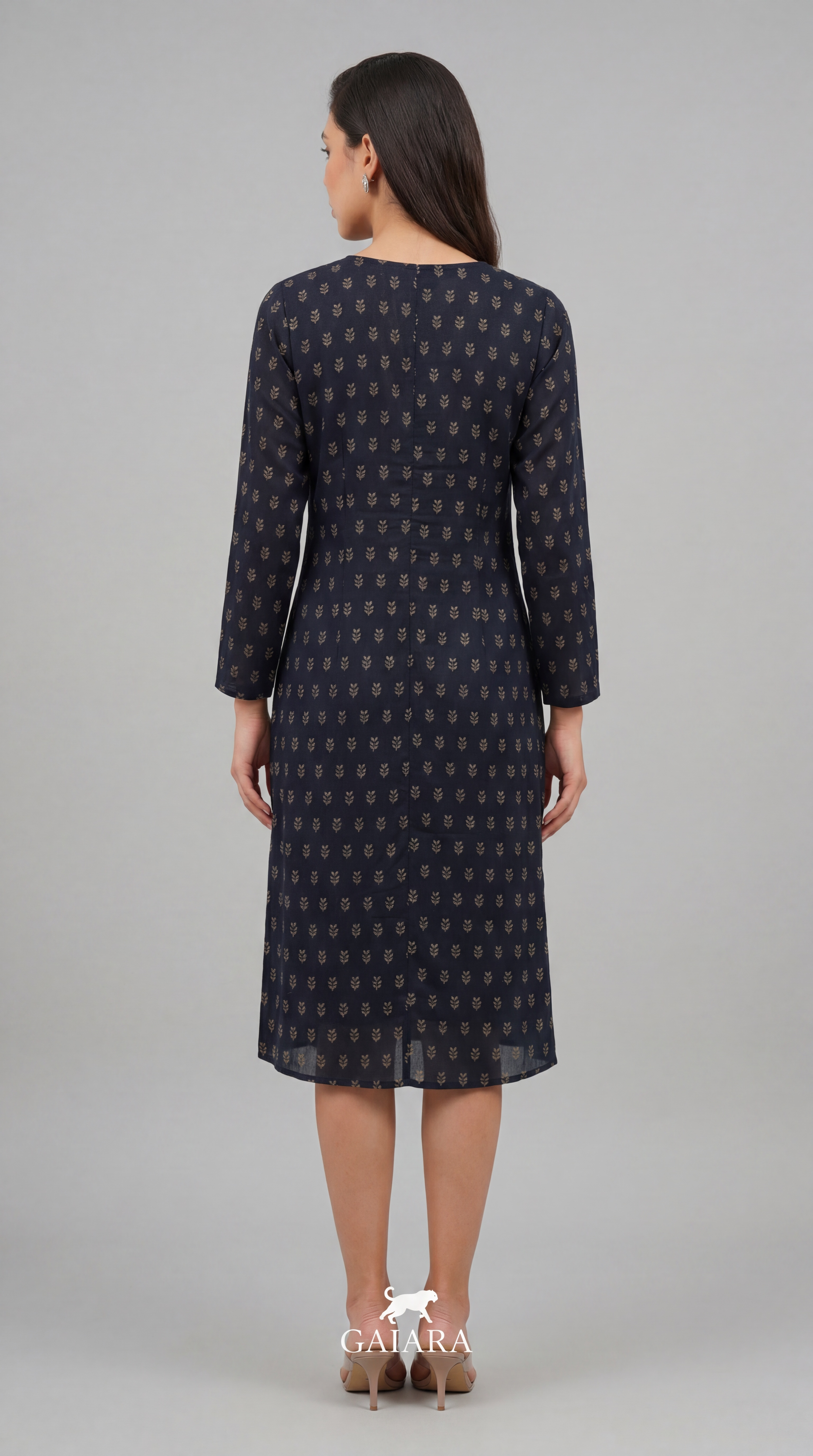 Navy Sprig Kurti