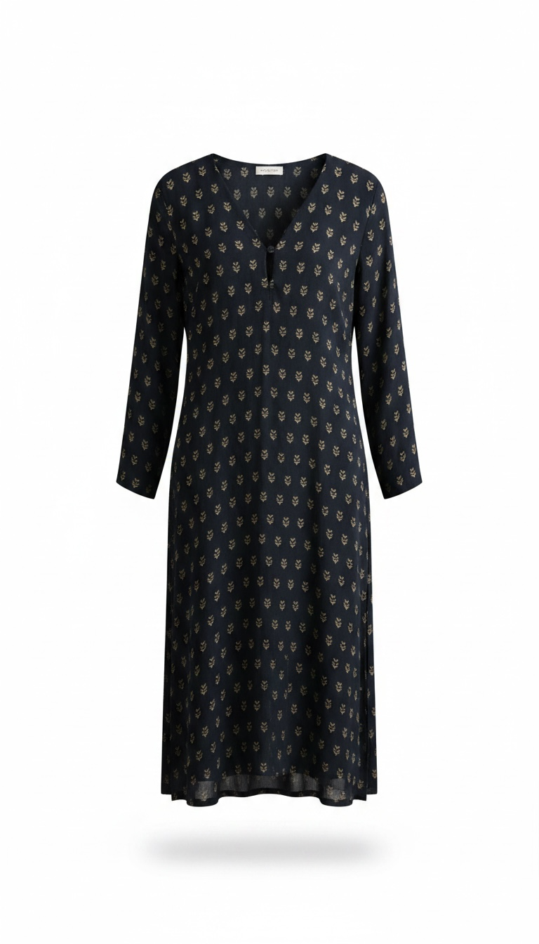Navy Sprig Kurti