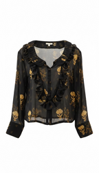 Noir Garden Ruffle Top