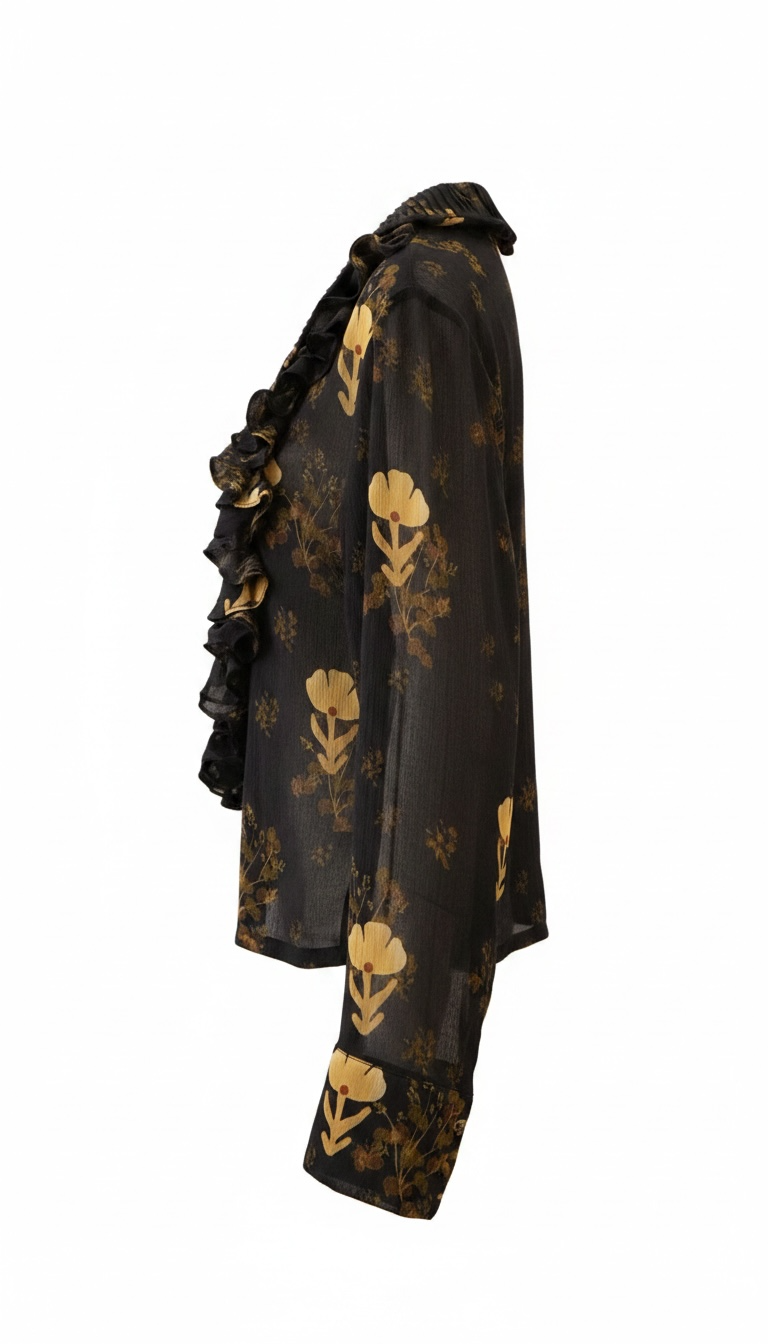 Noir Garden Ruffle Top