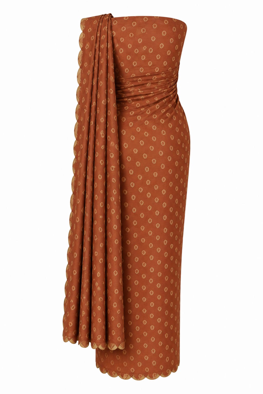 Rust Fern Festonne Saree