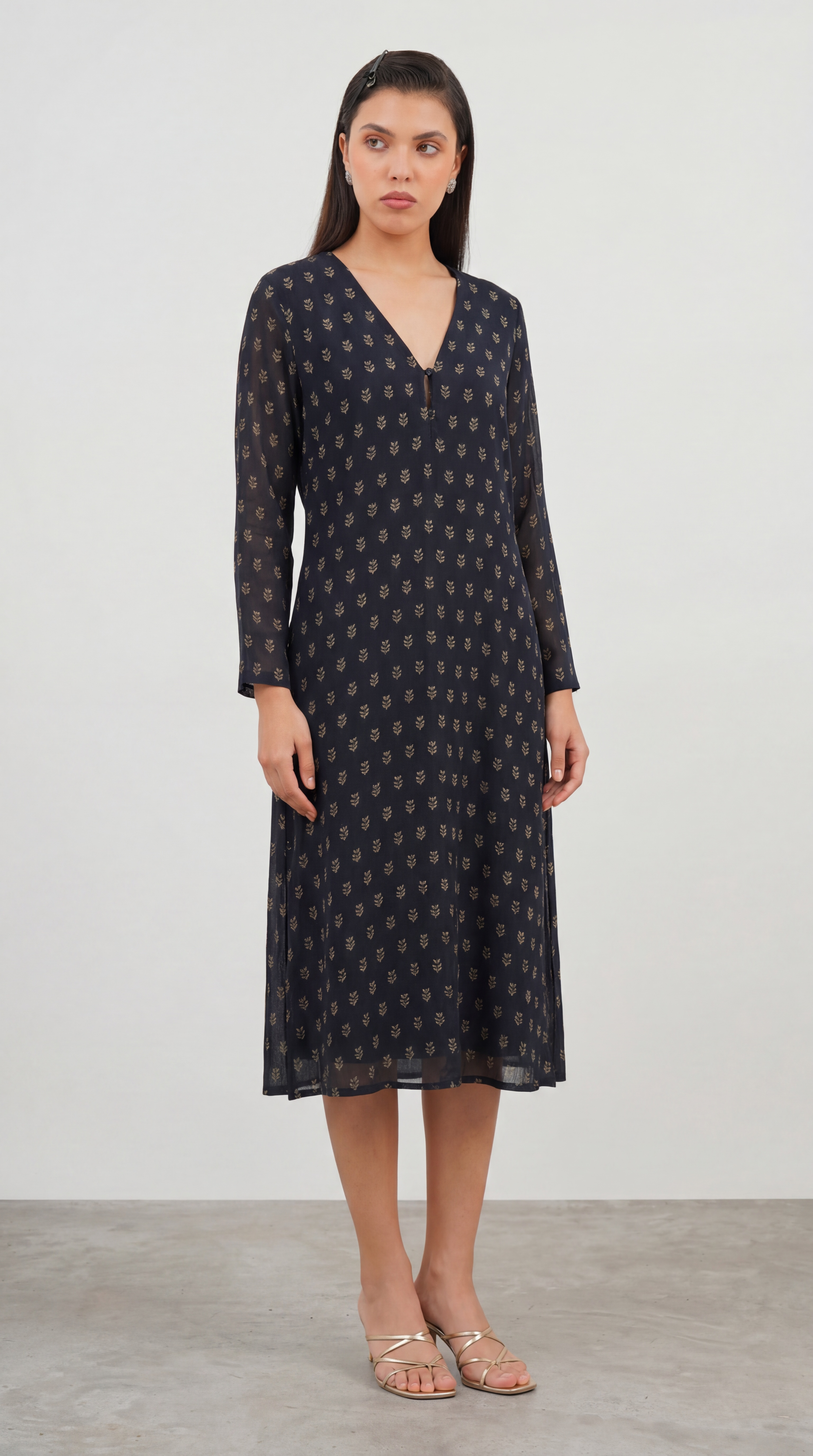 Navy Sprig Kurti