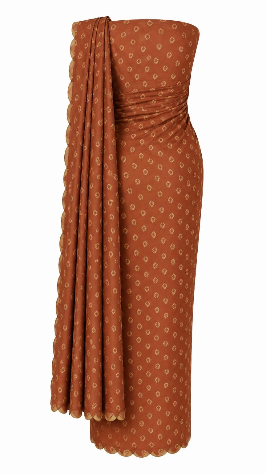Rust Fern Festonne Saree