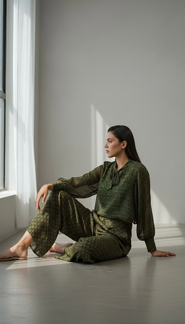 Eira Moss Tie Shirt