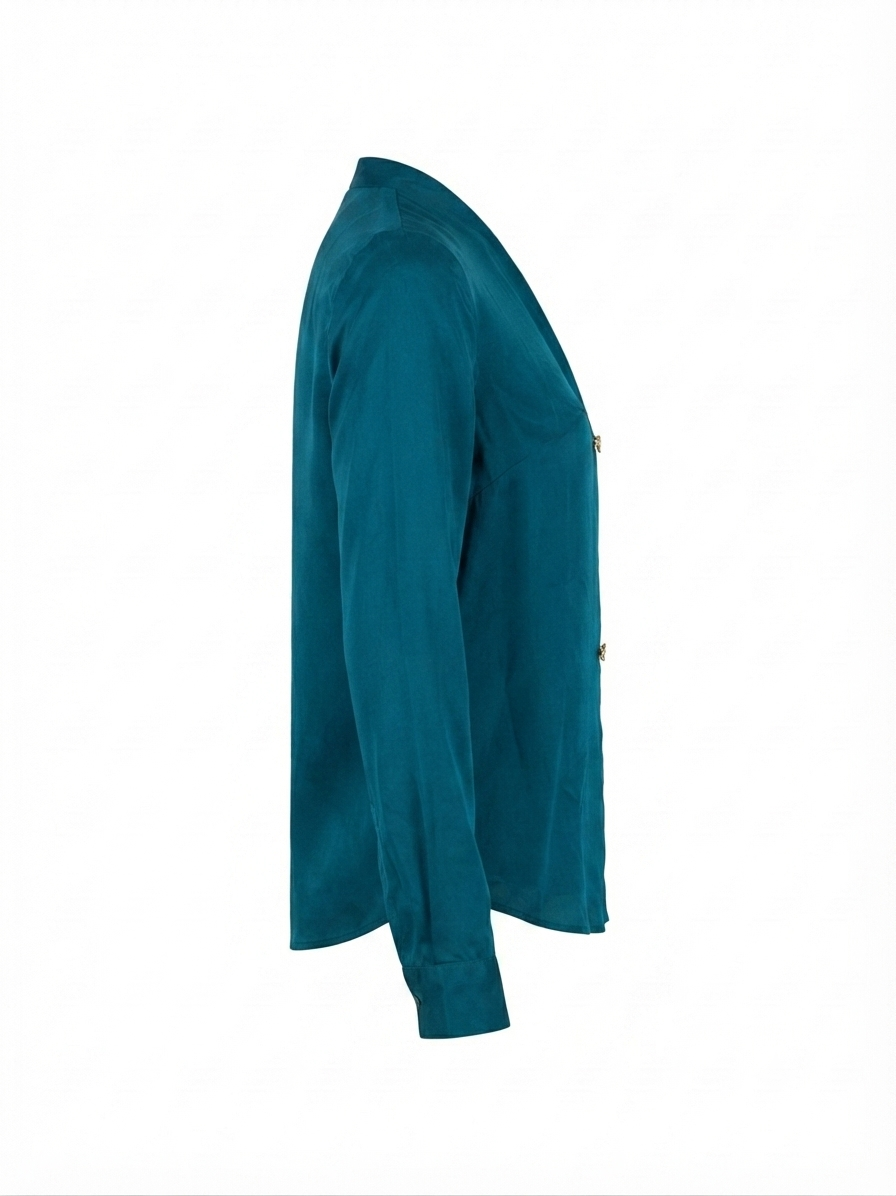 CERULEAN SHAWL COLLAR SHIRT