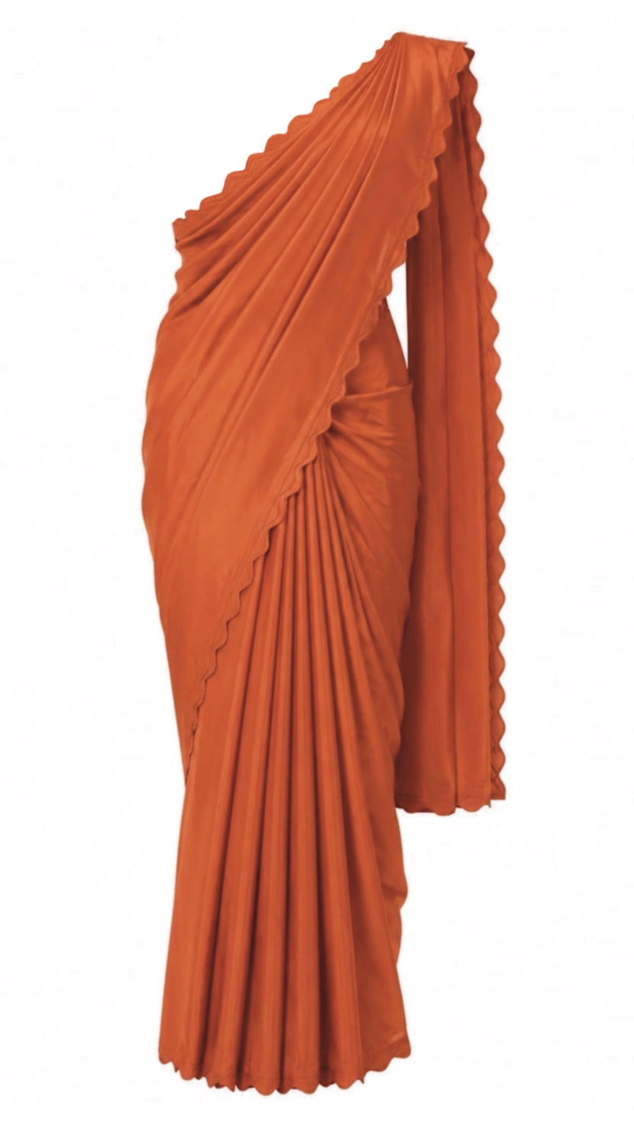 Burnt Orange Festonne Saree