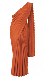 Burnt Orange Festonne Saree