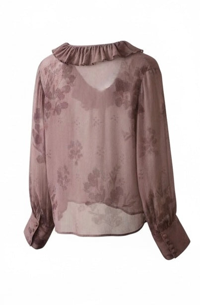 Mauve Flora Ruffle Shirt