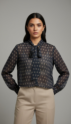 Navy Sprig Tie Top