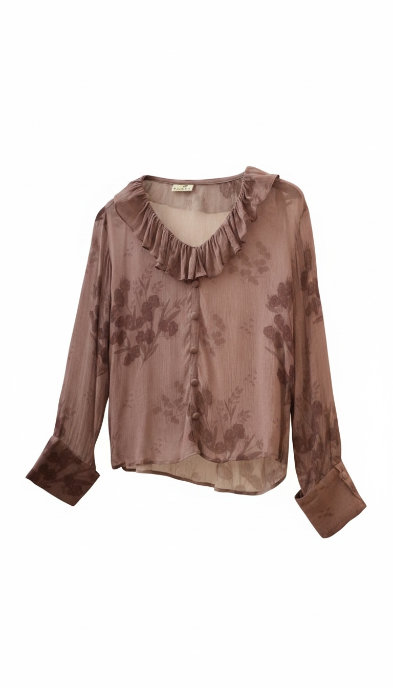 Mauve Flora Ruffle Shirt