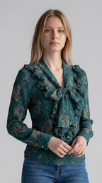 Emerald Bloom Tie Top