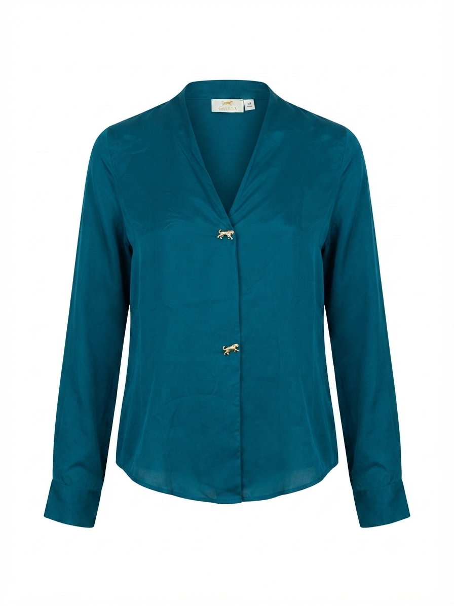 CERULEAN SHAWL COLLAR SHIRT