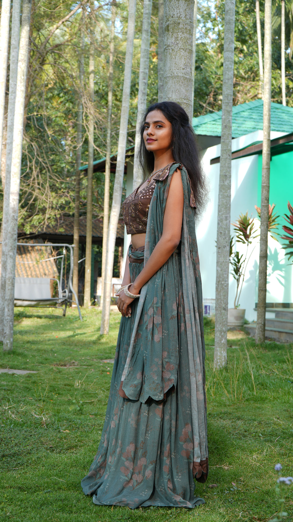 Terra overlap bodice with lehenga