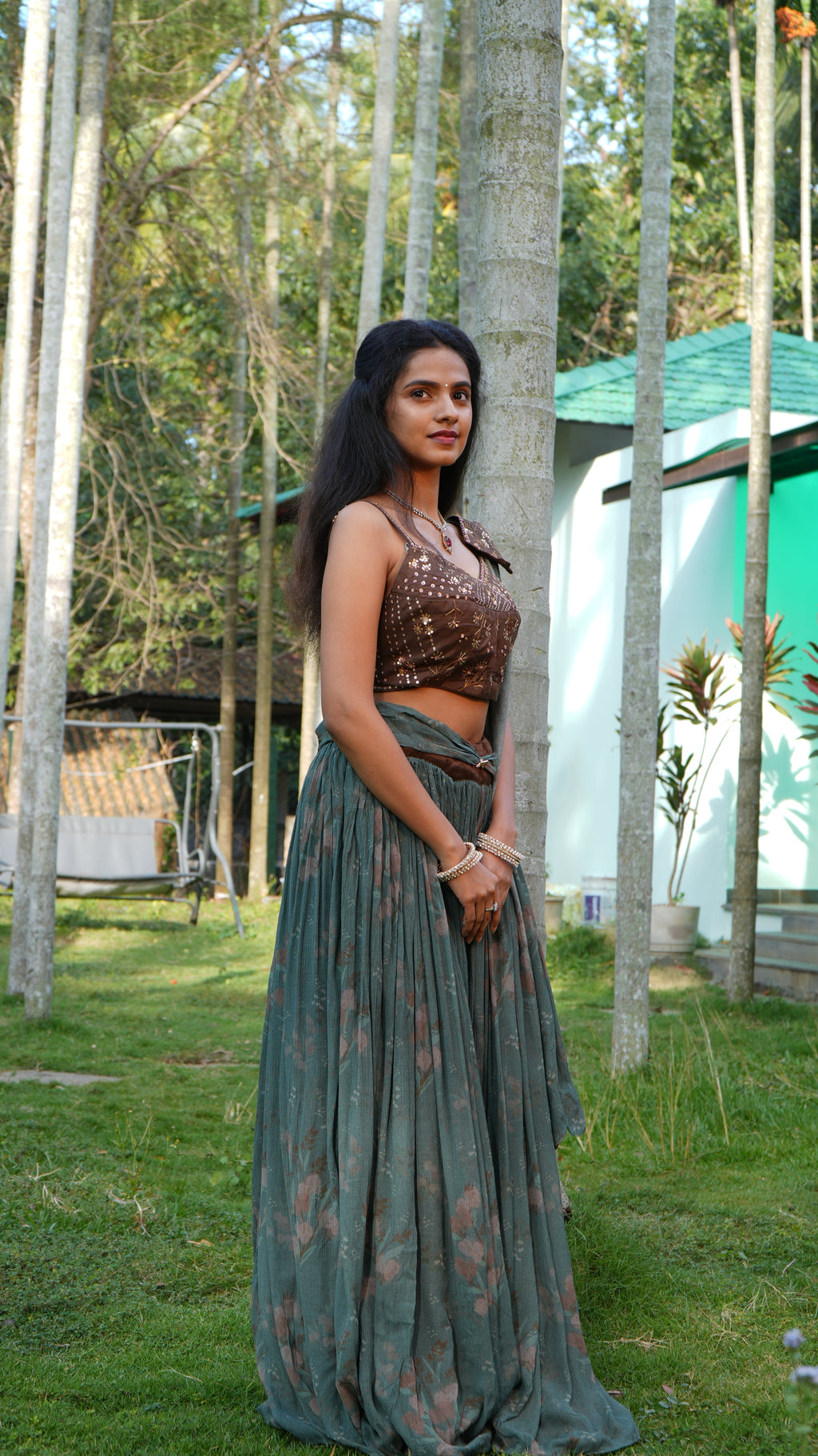 Terra overlap bodice with lehenga