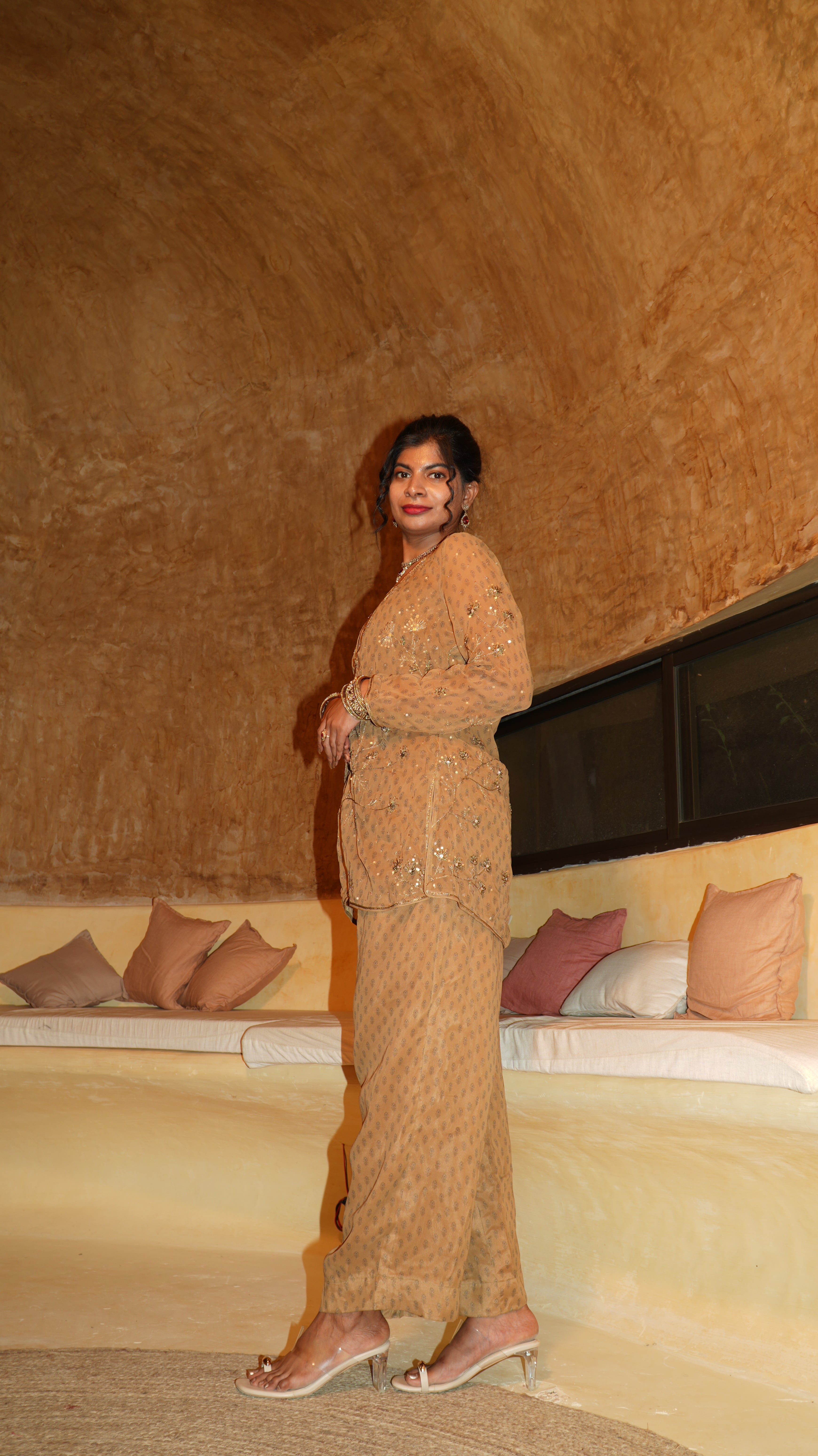 Viscose Ochre Floret three-piece set