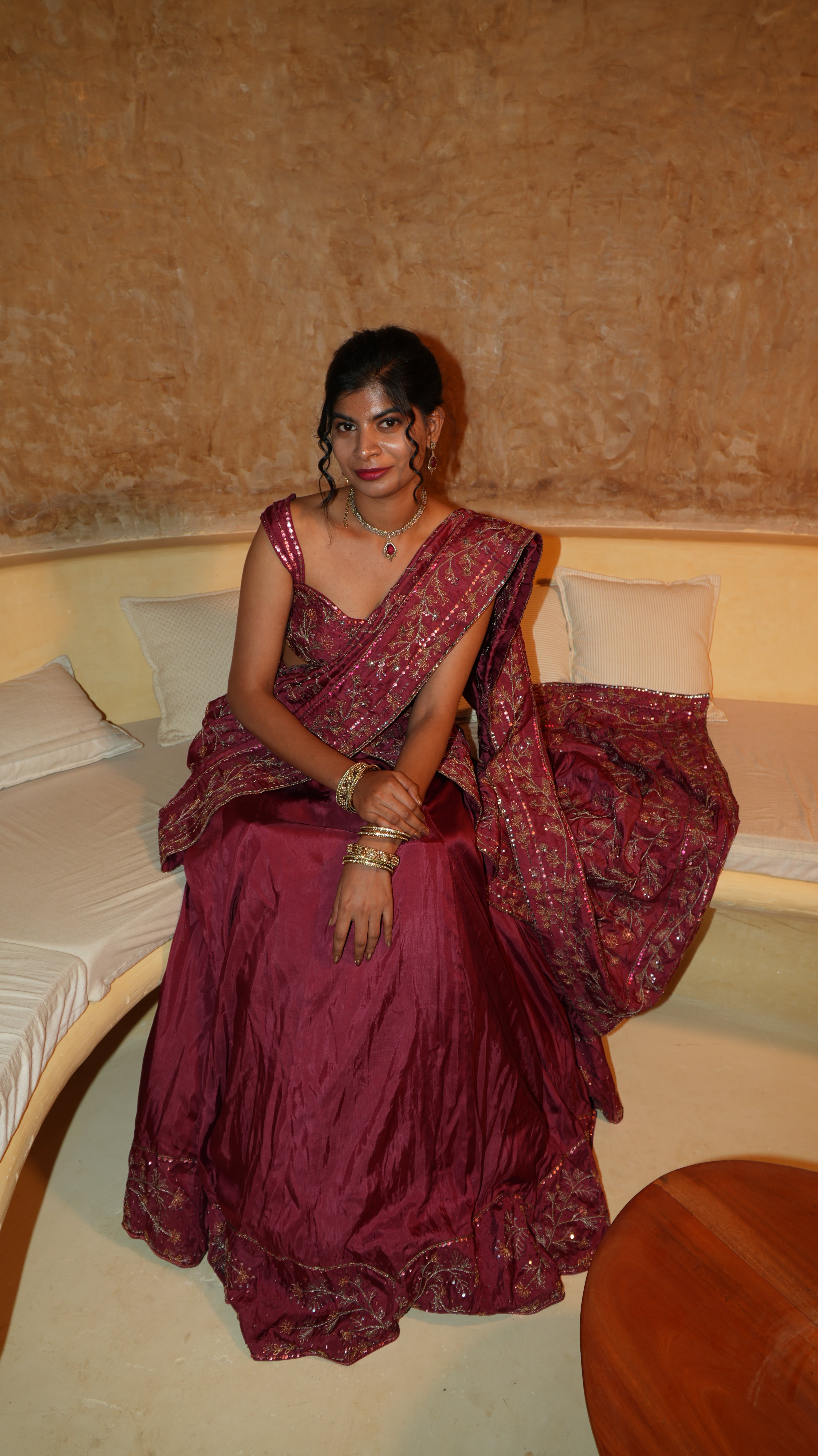 Cadence Red Lehenga with shawl
