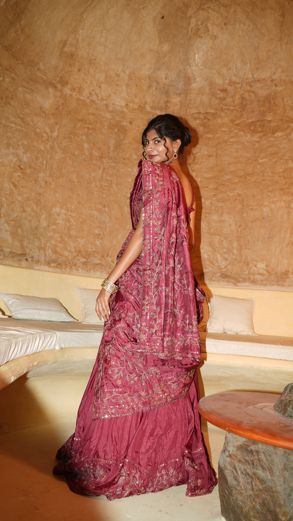 Cadence Red Lehenga with shawl