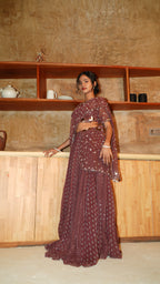 GARNET FUSION SAREE WITH TOP