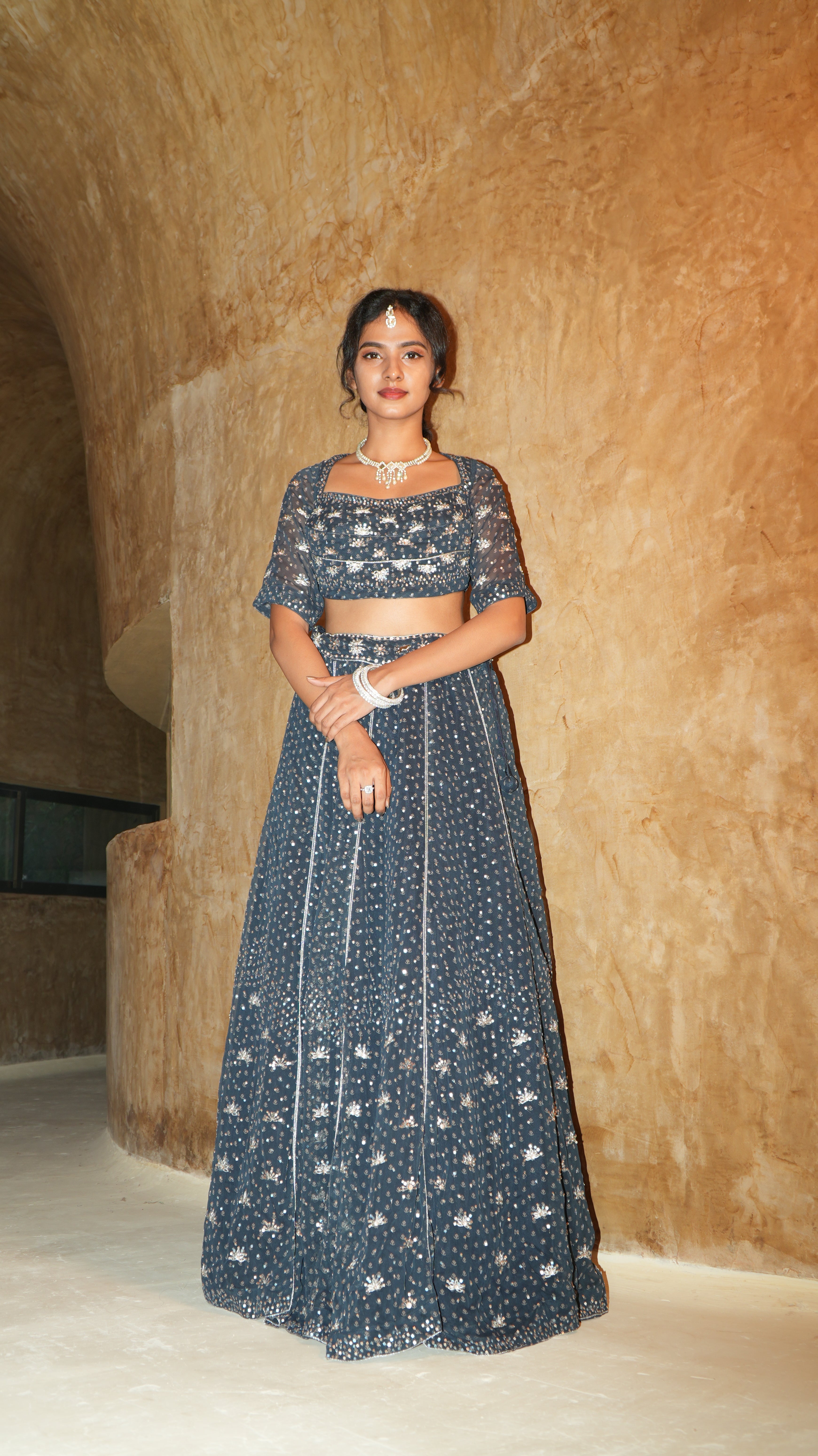 AZURE BLOOM LEHENGA SET WITH TOPS