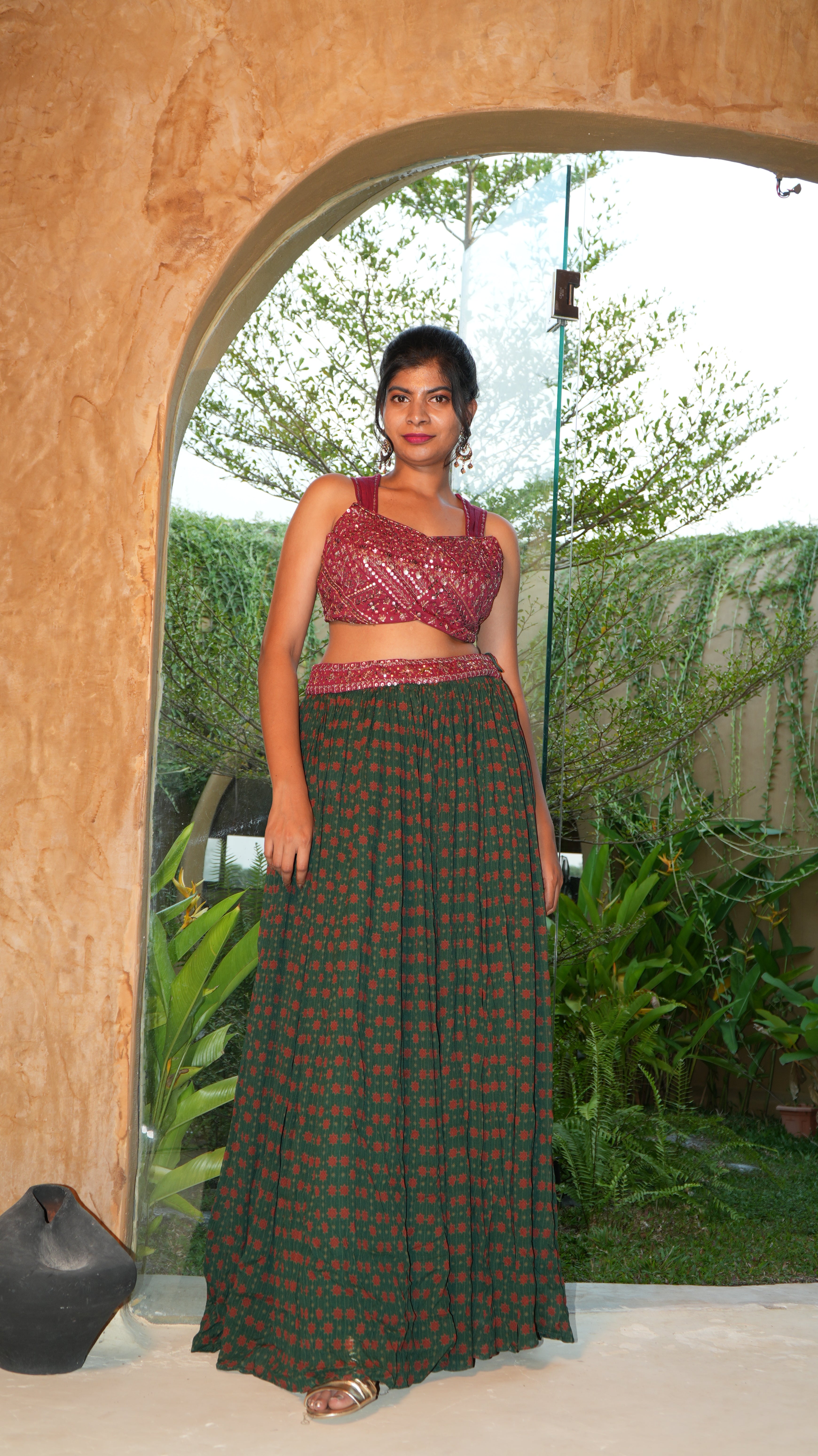 ODE EIRA MOSS LEHENGA SET WITH COAT