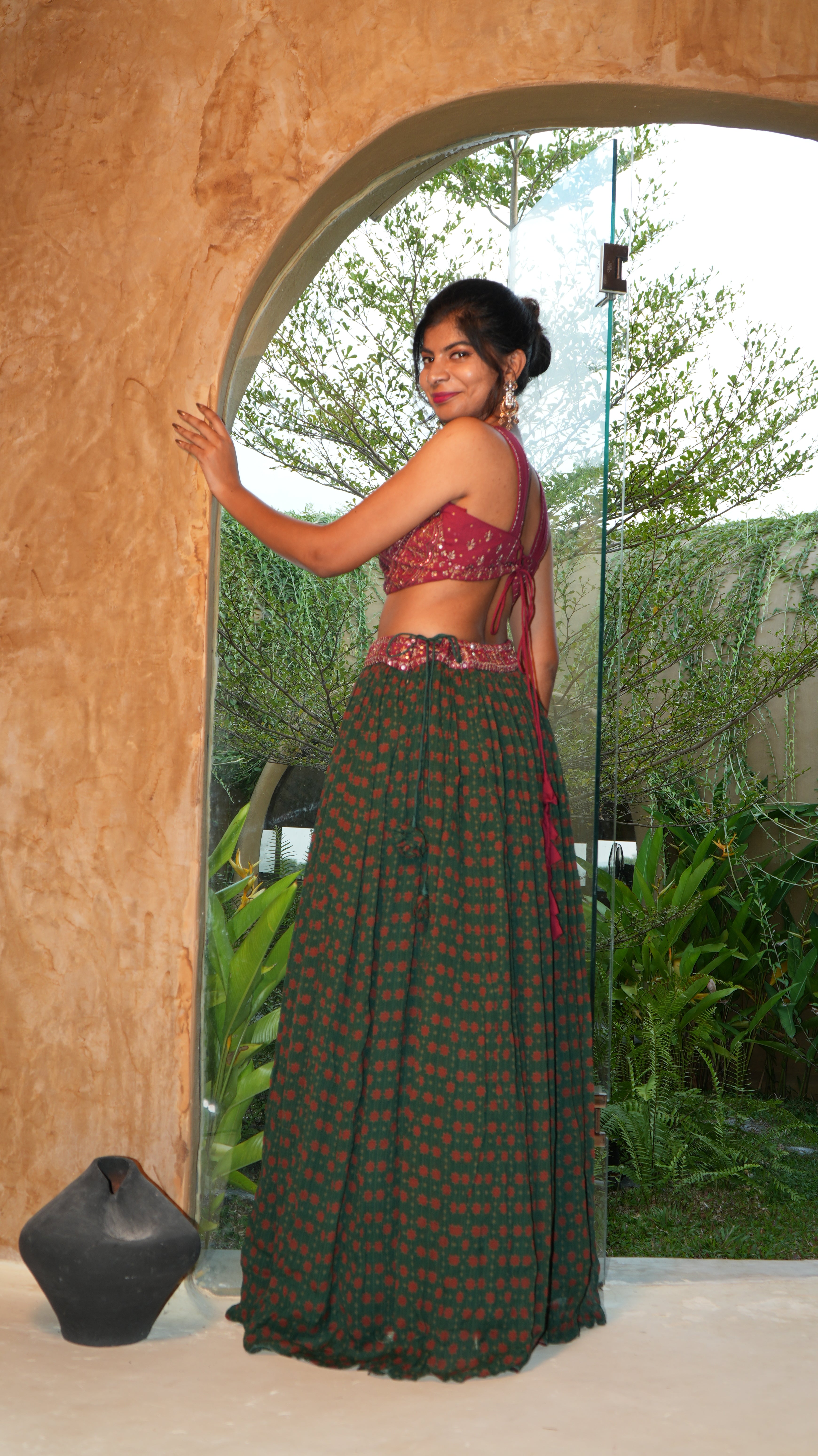 ODE EIRA MOSS LEHENGA SET WITH COAT