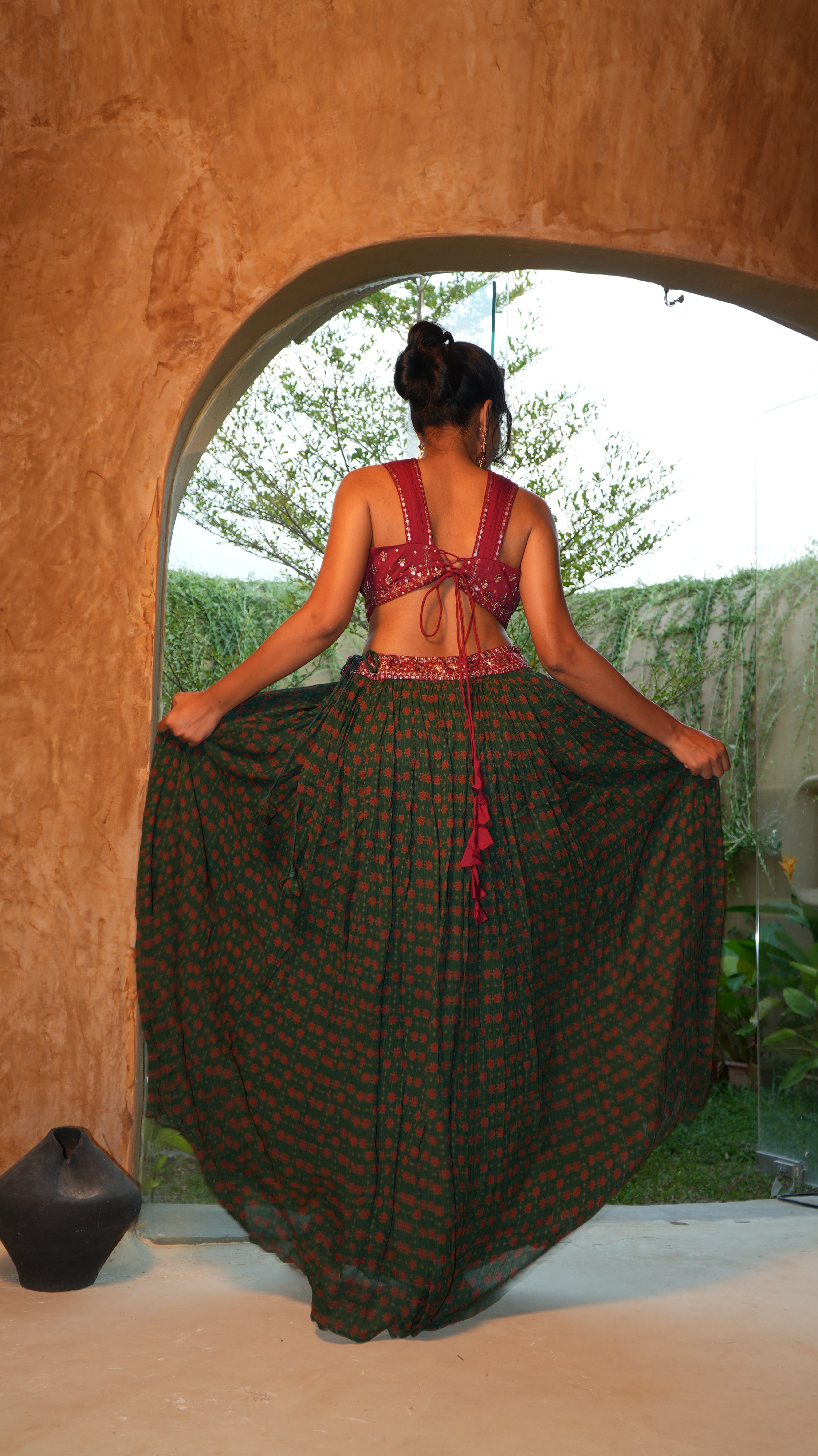 ODE EIRA MOSS LEHENGA SET WITH COAT