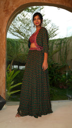 ODE EIRA MOSS LEHENGA SET WITH COAT