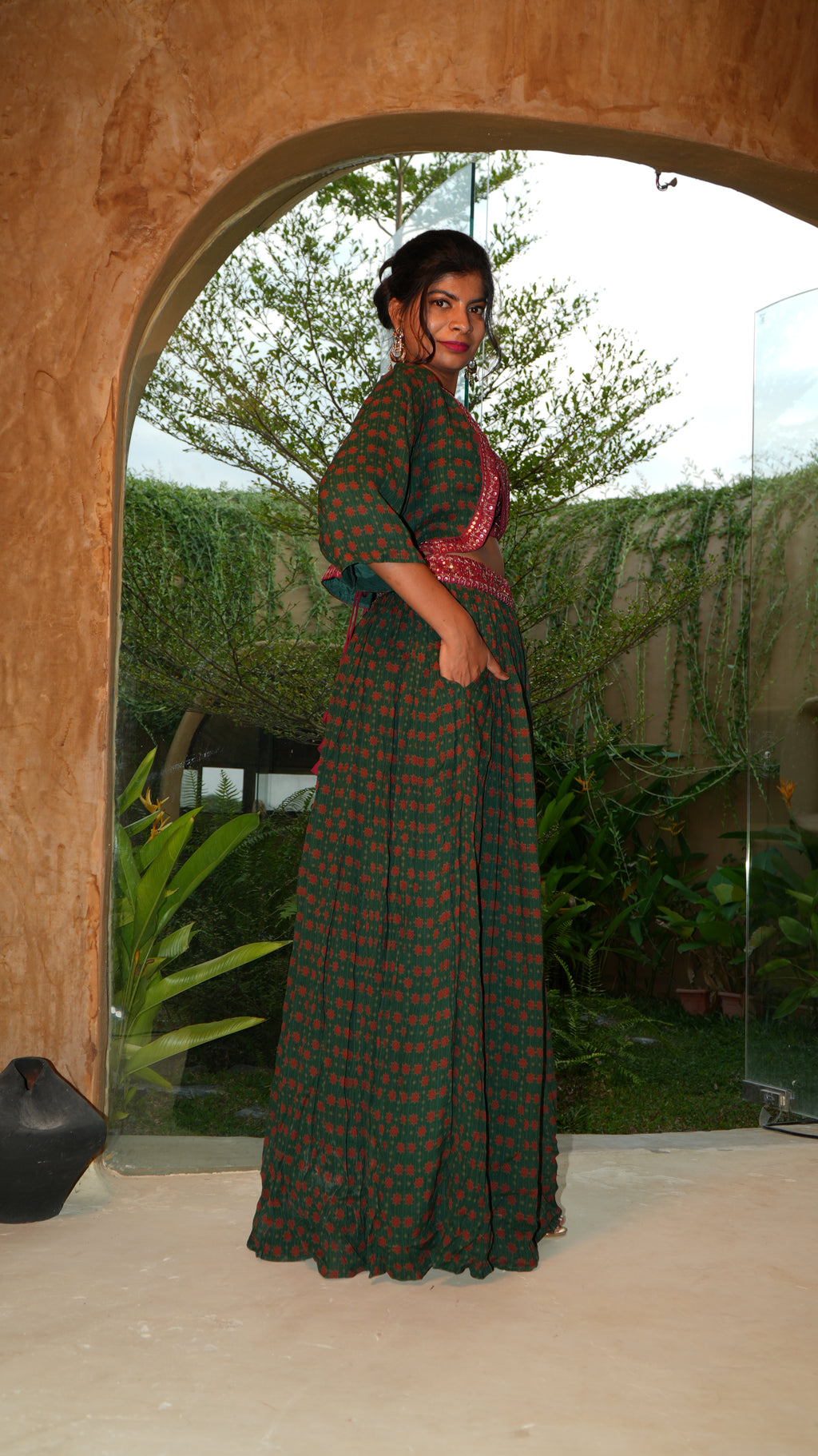 ODE EIRA MOSS LEHENGA SET WITH COAT