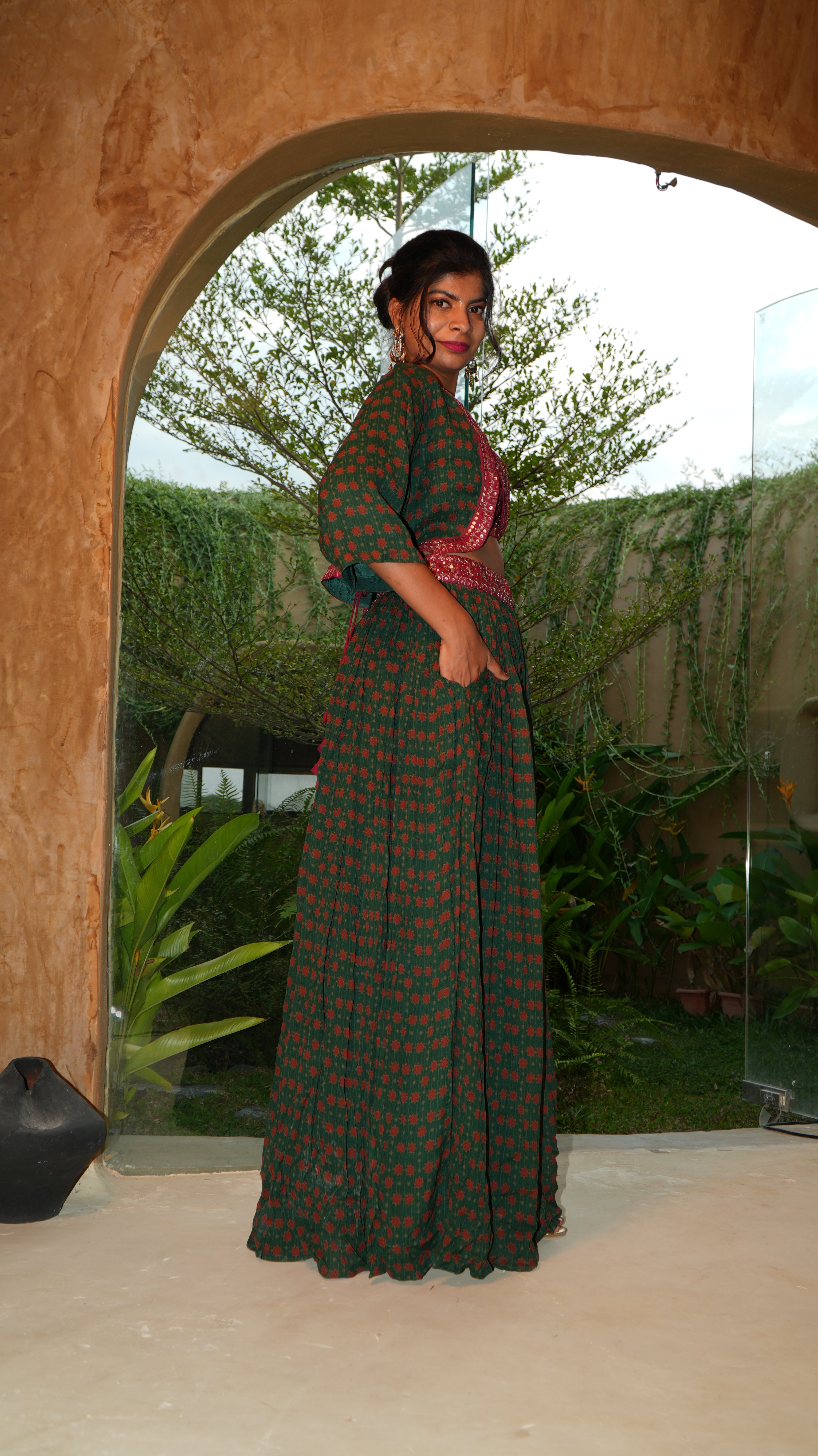 ODE EIRA MOSS LEHENGA SET WITH COAT