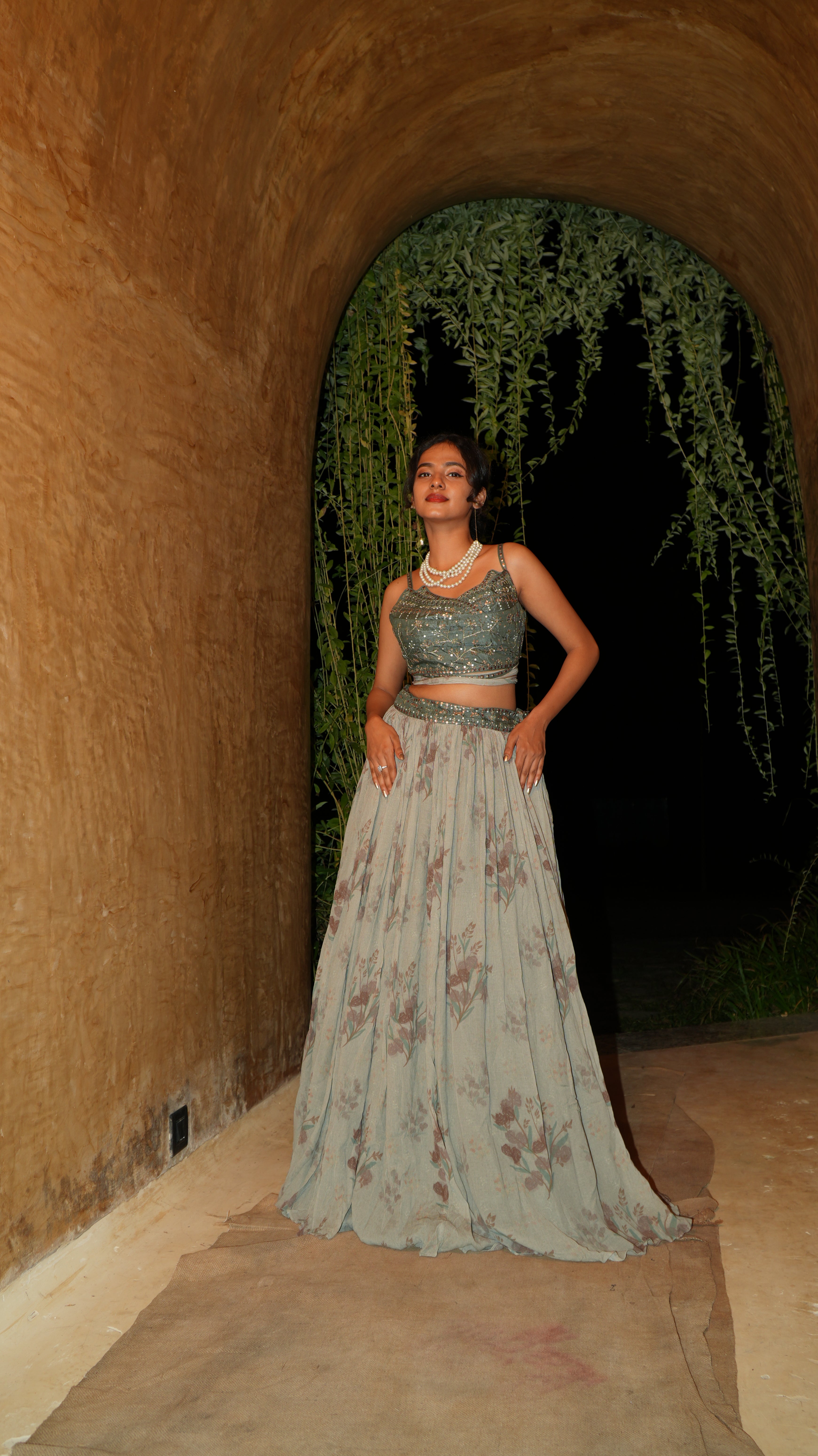 BASIL AURA OVERLAP LEHENGA SET