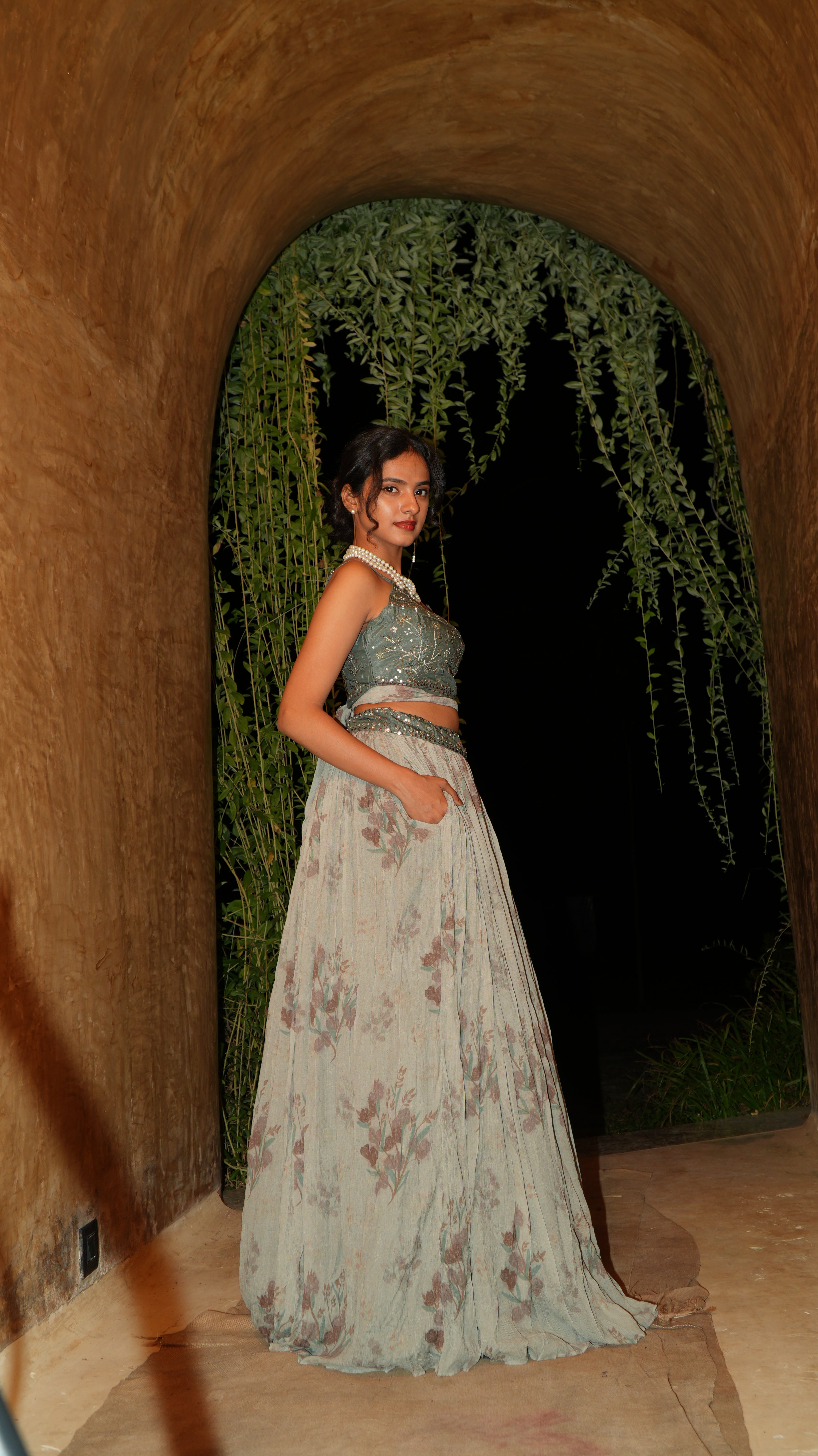 BASIL AURA OVERLAP LEHENGA SET