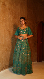 Fossil Green Quadre Top and Skirt