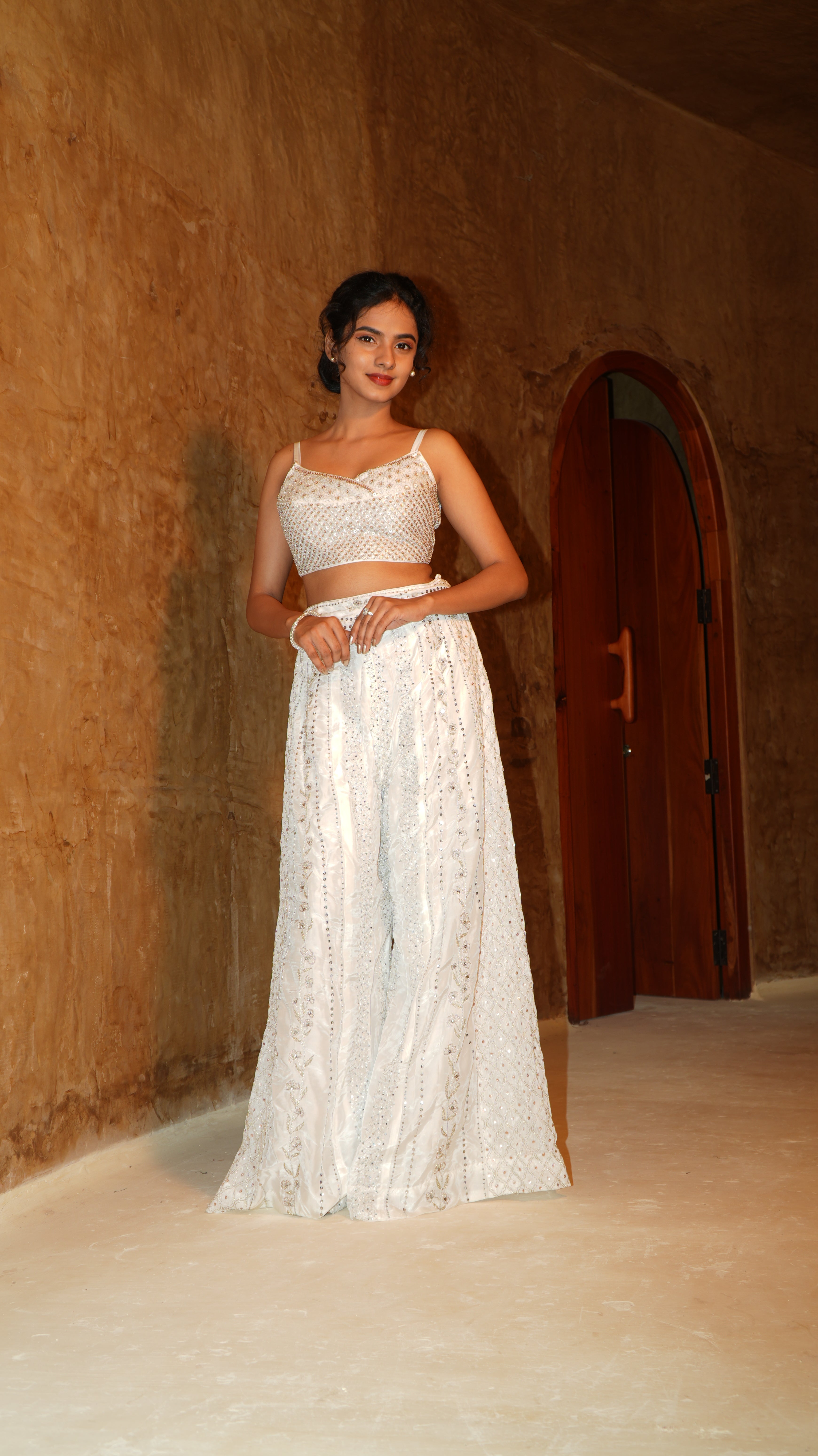 Cream White Palazzo Set