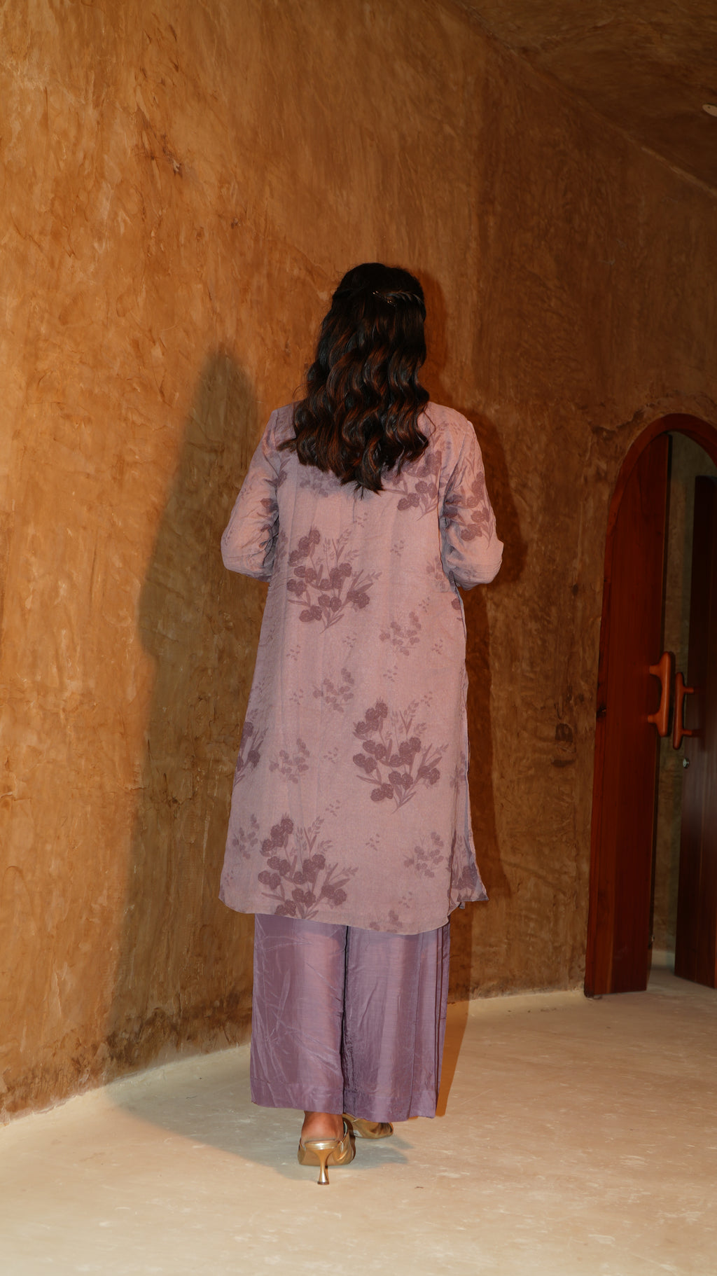 Mauvy flora kurti